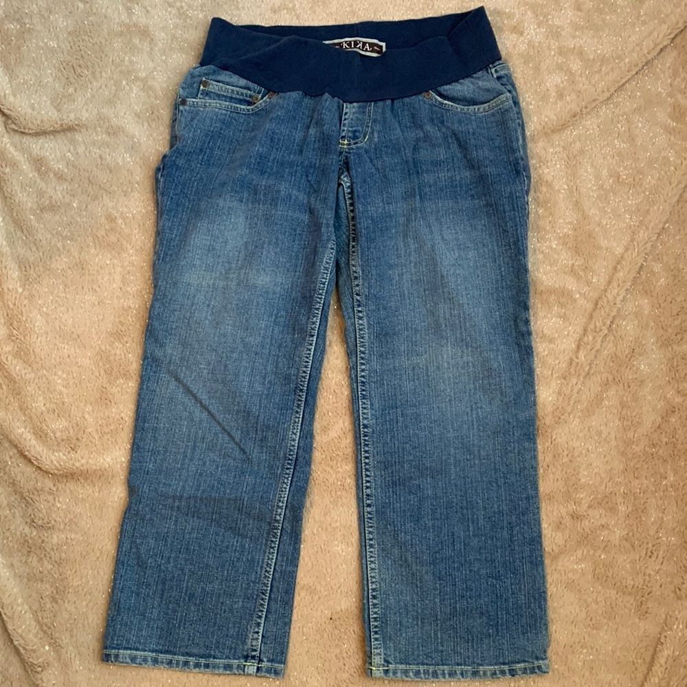 Kika Maternity Capris Cropped Denim Jeans Pants M Blue